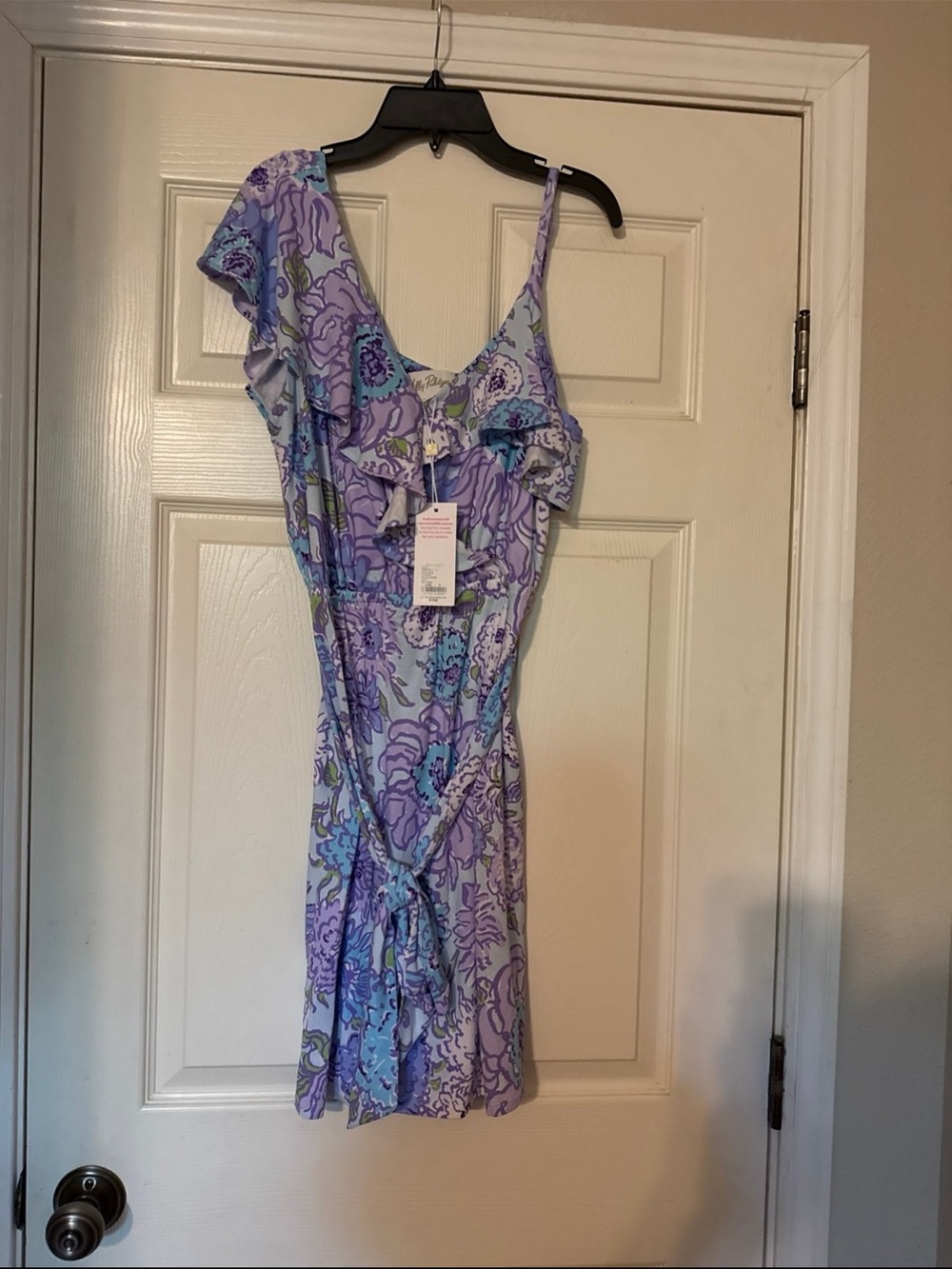 Lilly Pulitzer Lavender & Light Blue One-Shoulder Ruffle Dress